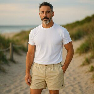 Polo Ralph Lauren Mens XLT Tall Beige Stretch Classic Fit Elastic Waist Shorts